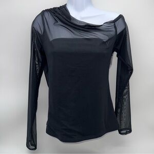 Abercrombie & Fitch Black Sheer Long Sleeve Blouse